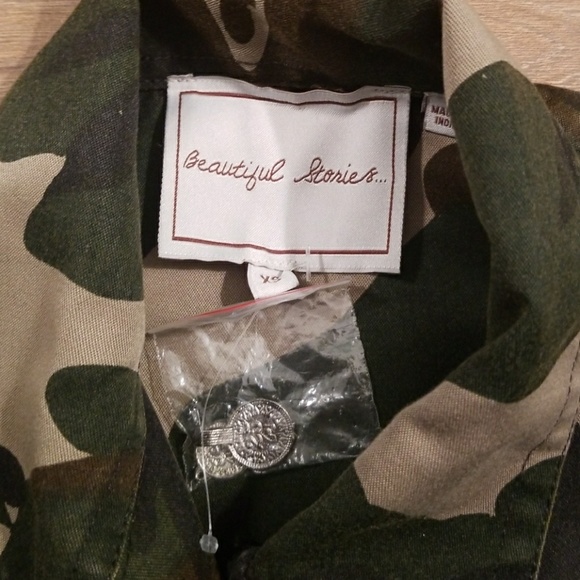 NWOT Beautiful Stories Sari Camo Military Jacket - Picture 2 of 4